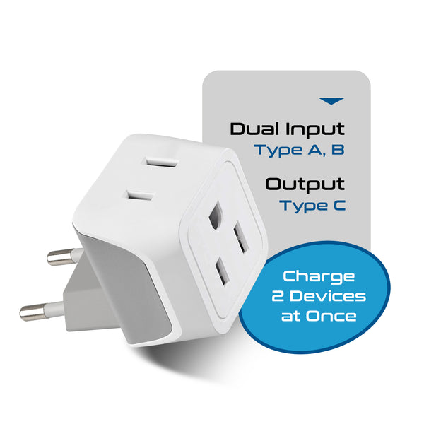 European Travel Adapter - Type C - Ultra Compact (CT-9C, 3 Pack)
