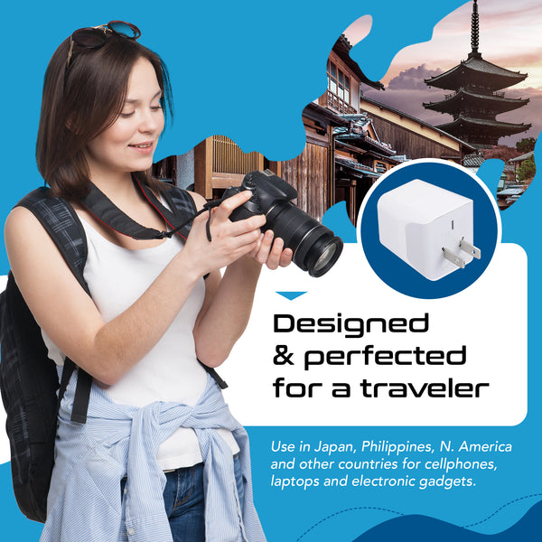 Japan, Philippines Travel Adapter - Type A - Dual USB (CTU-6)