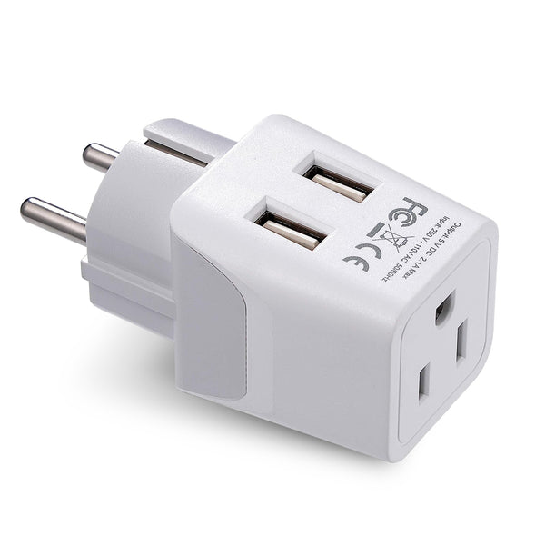 Shop European Plug Adapter, Dual USB, Type E/F