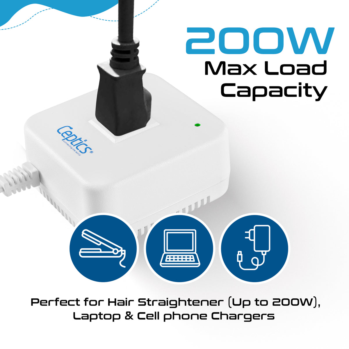500W Step Down Voltage Transformer - Type B USA outlet with European Power Cord - AC 220-240V to 110-120V - Compact, Noise-free & Thermal Fuse Protected – PC series