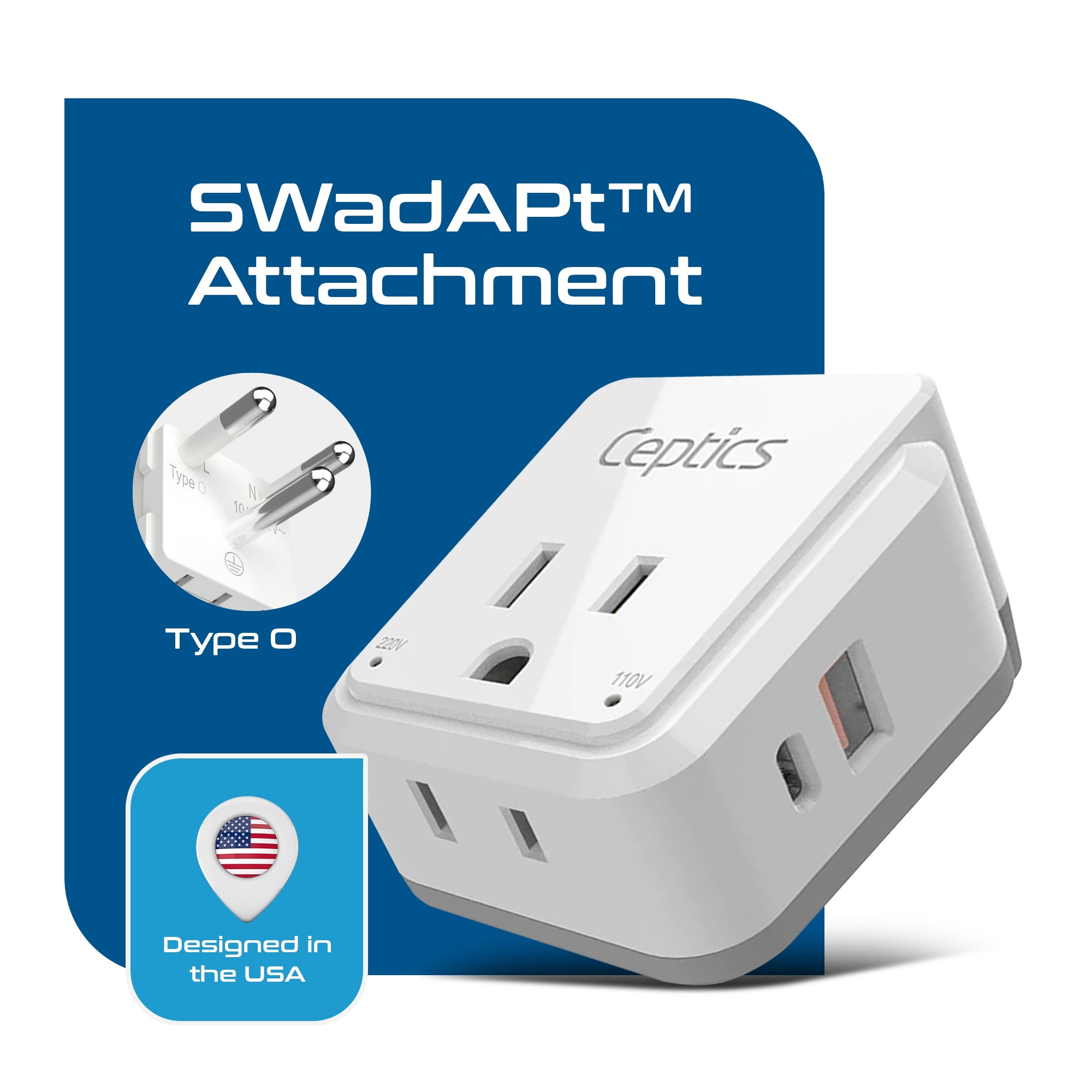 Thailand Travel Plug Adapter Set | Type C, O - 1 USB & 1 USB-C 3.1A + 2 USA Socket (PAK-TH)