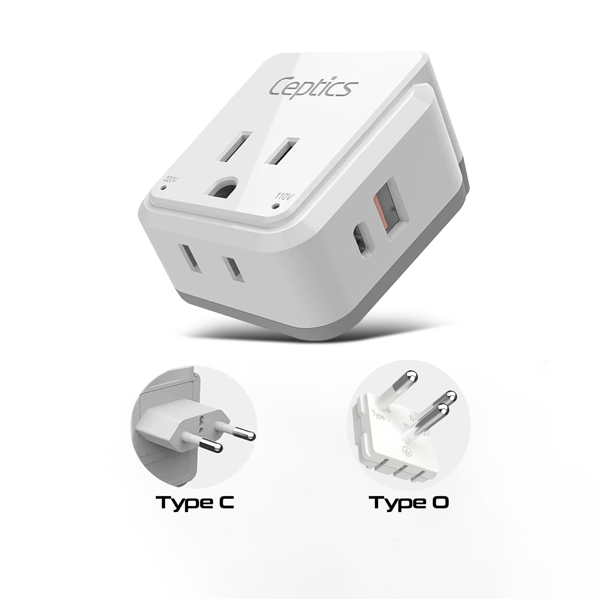 Thailand Travel Plug Adapter Set | Type C, O - 1 USB & 1 USB-C 3.1A + 2 USA Socket (PAK-TH)