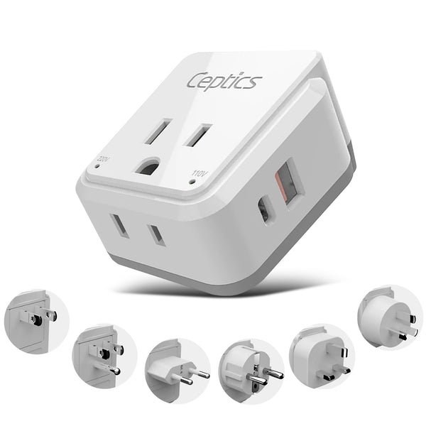 Round Asia Europe EU UK 3 To 2 Flat USA Outlet Charger Converter Plug  Adapter