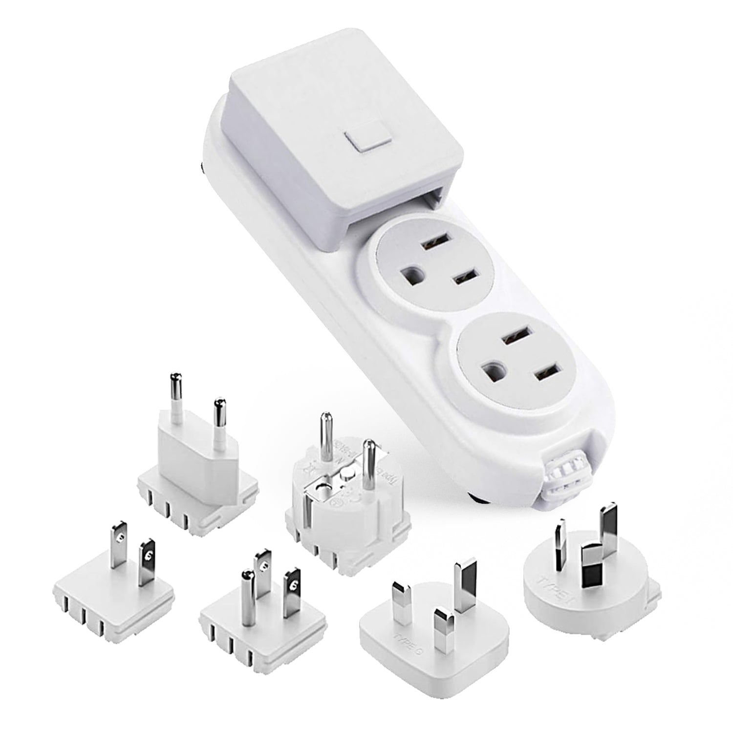 Compact Travel Power Strip - 2 US Outlets, USB & USB-C Ports