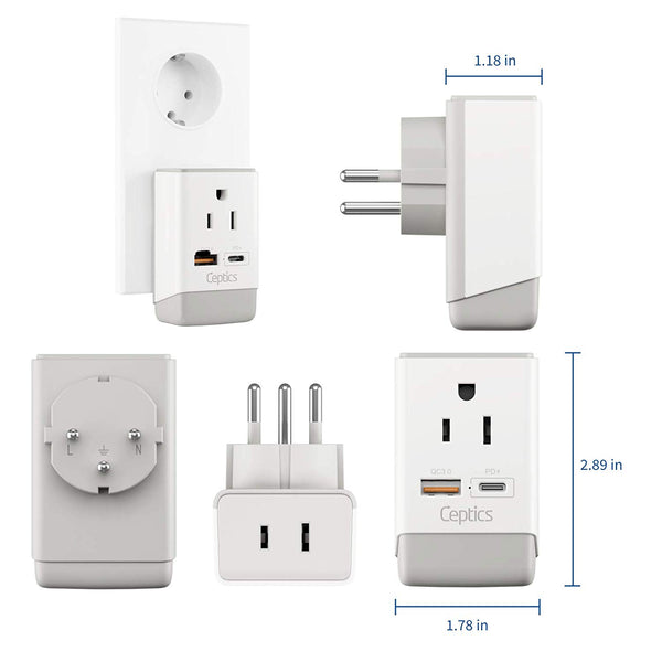Shop Israel Plug Adapter Type H Dual USB & USB C Ceptics