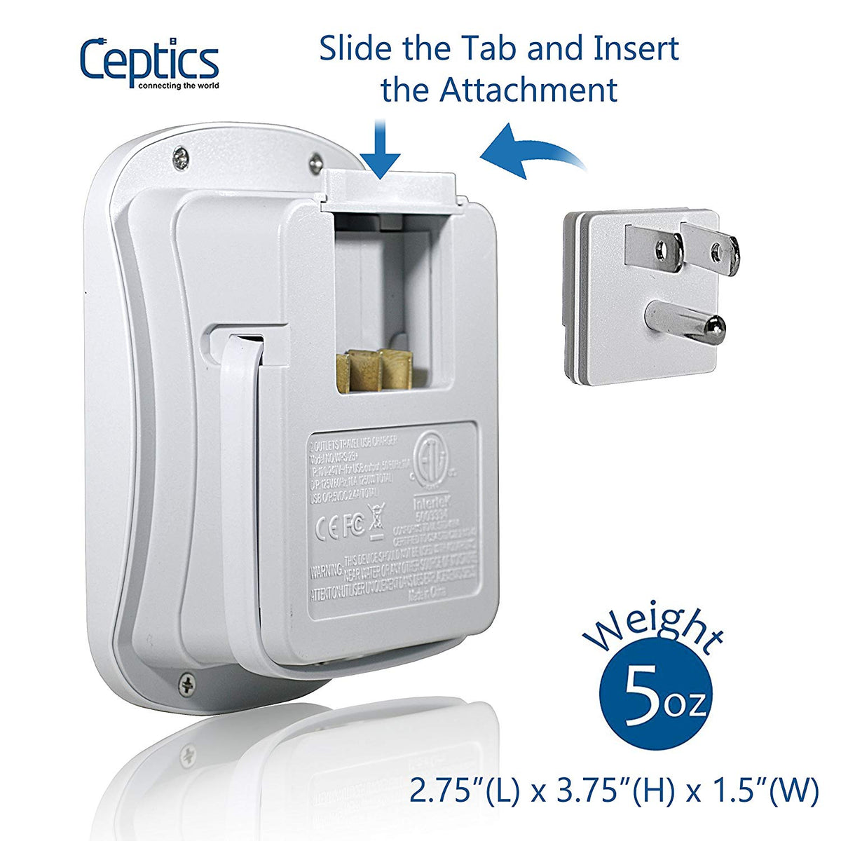 SWadAPt World Travel Adapter Attachments | Set of 7 Extra Attachments for WPS Series - (AT-WPS)