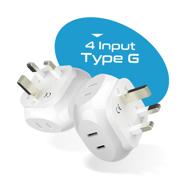 UK, Ireland Travel Plug Adapter - 4 in 1 - Ultra Compact - Light Weight (PT-7)