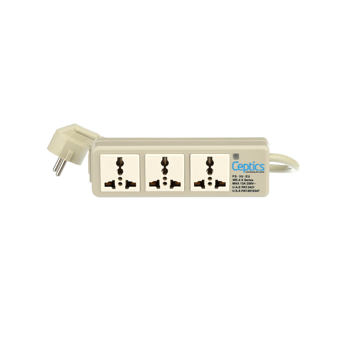 Universal Travel Power Strip - 3x Outlet, Type E/F - European Schuko Cord (PS-3U-EU)