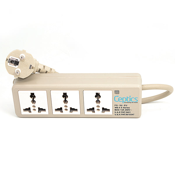 Universal Travel Power Strip - 3x Outlet, Type E/F - European Schuko Cord  (PS-3U-EU)