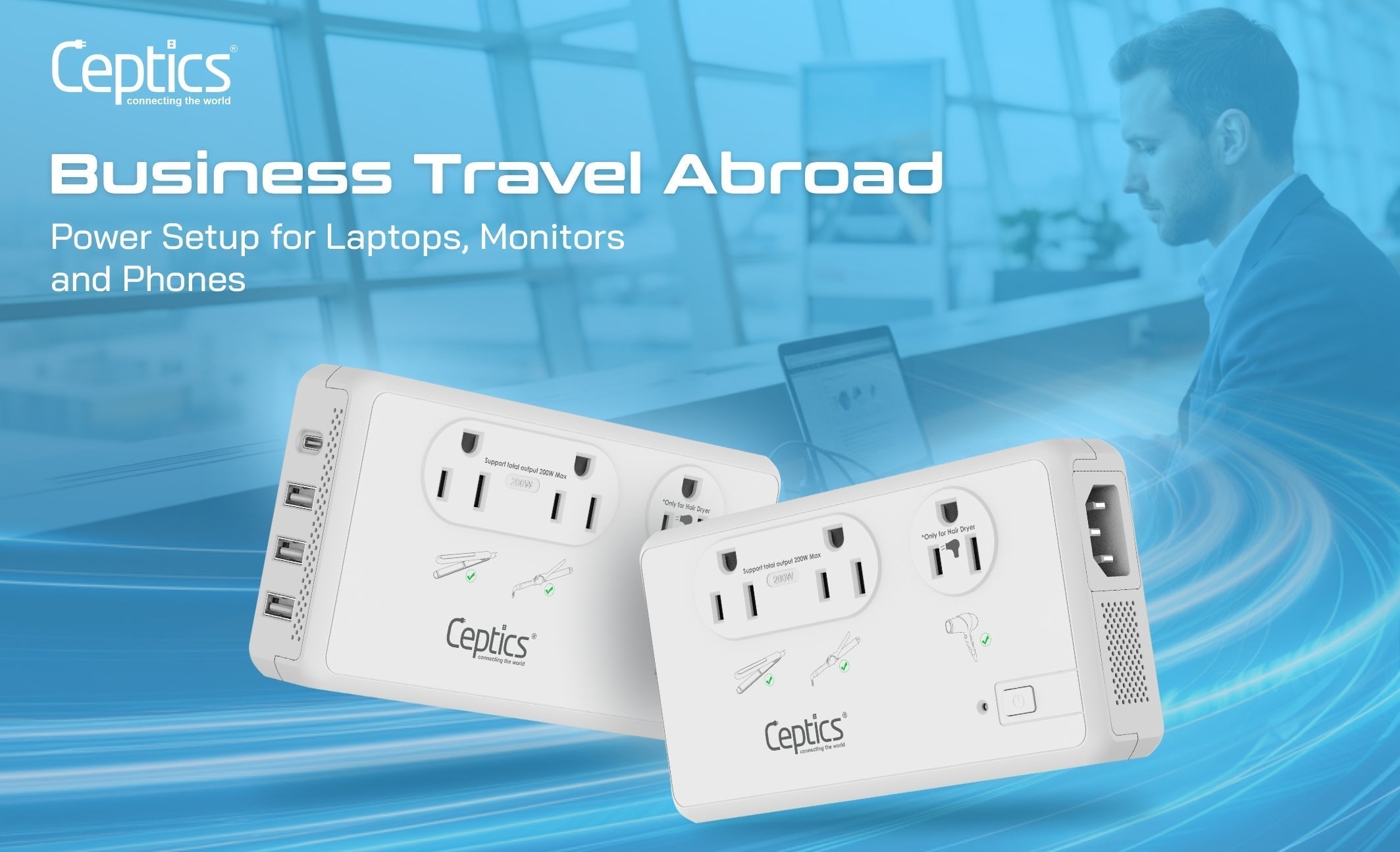 Business Travel Abroad: Power Setup for Laptops, Monitors, and Phones