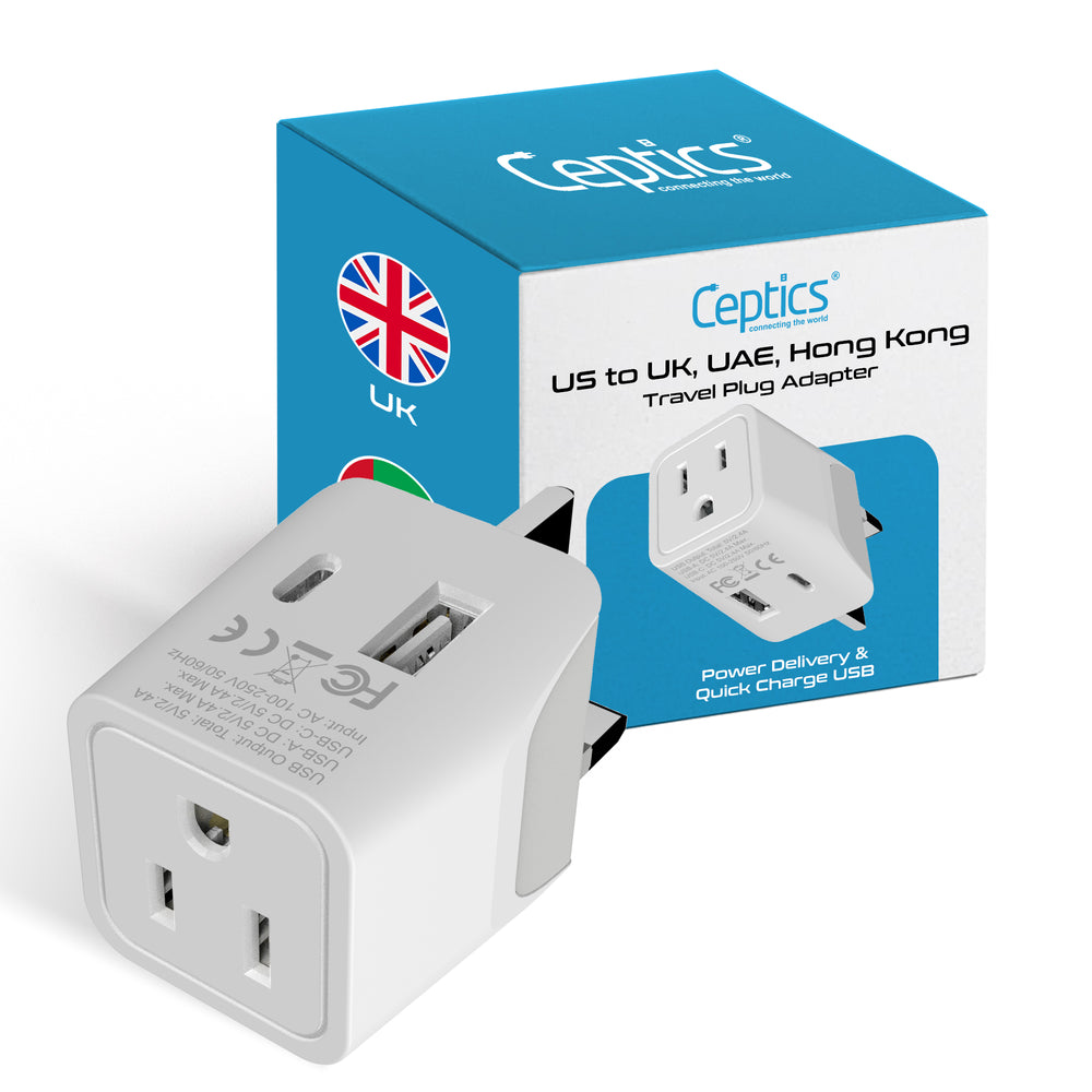 Shop UK Plug Adapter | Dual USB Type G Plug | Ceptics