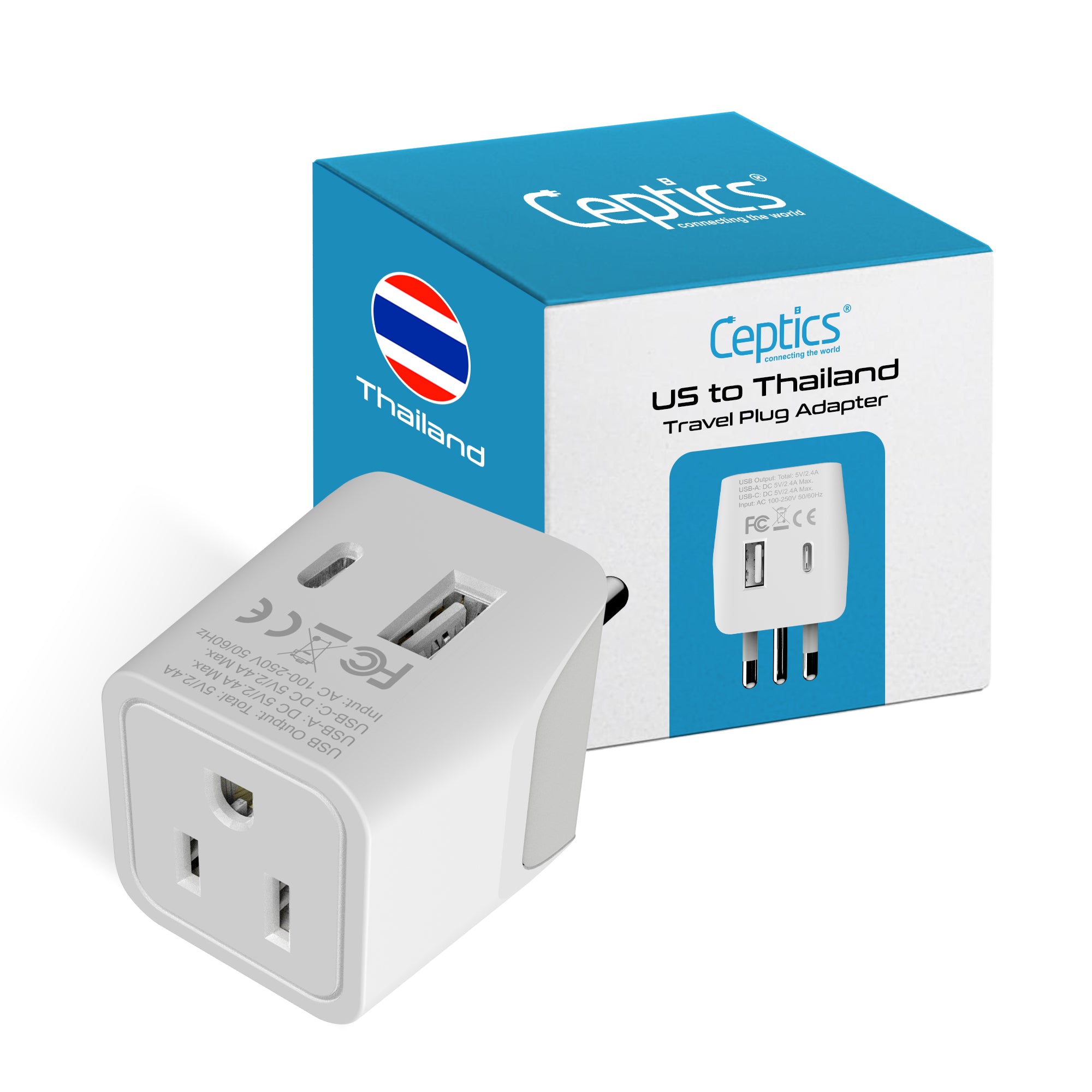 Thailand Travel Adapter - Type O - Dual USB (CTU-18)