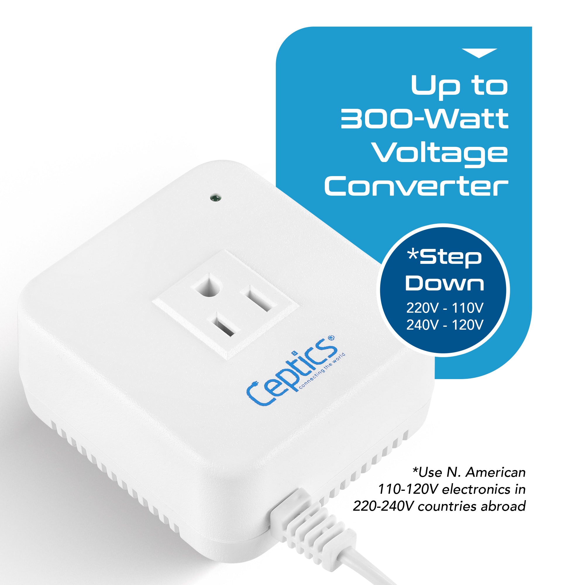 300W Step down converter – 220v to 110v voltage converter – Compact & Noise-free – CE certified