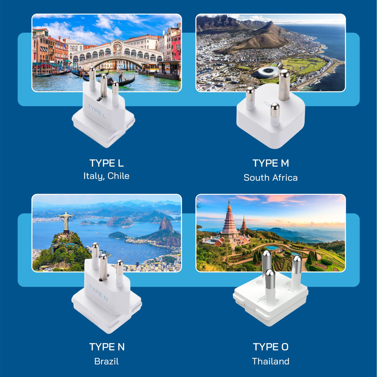 Universal Travel Adapter Kit with USB Ports | Ceptics World-Way