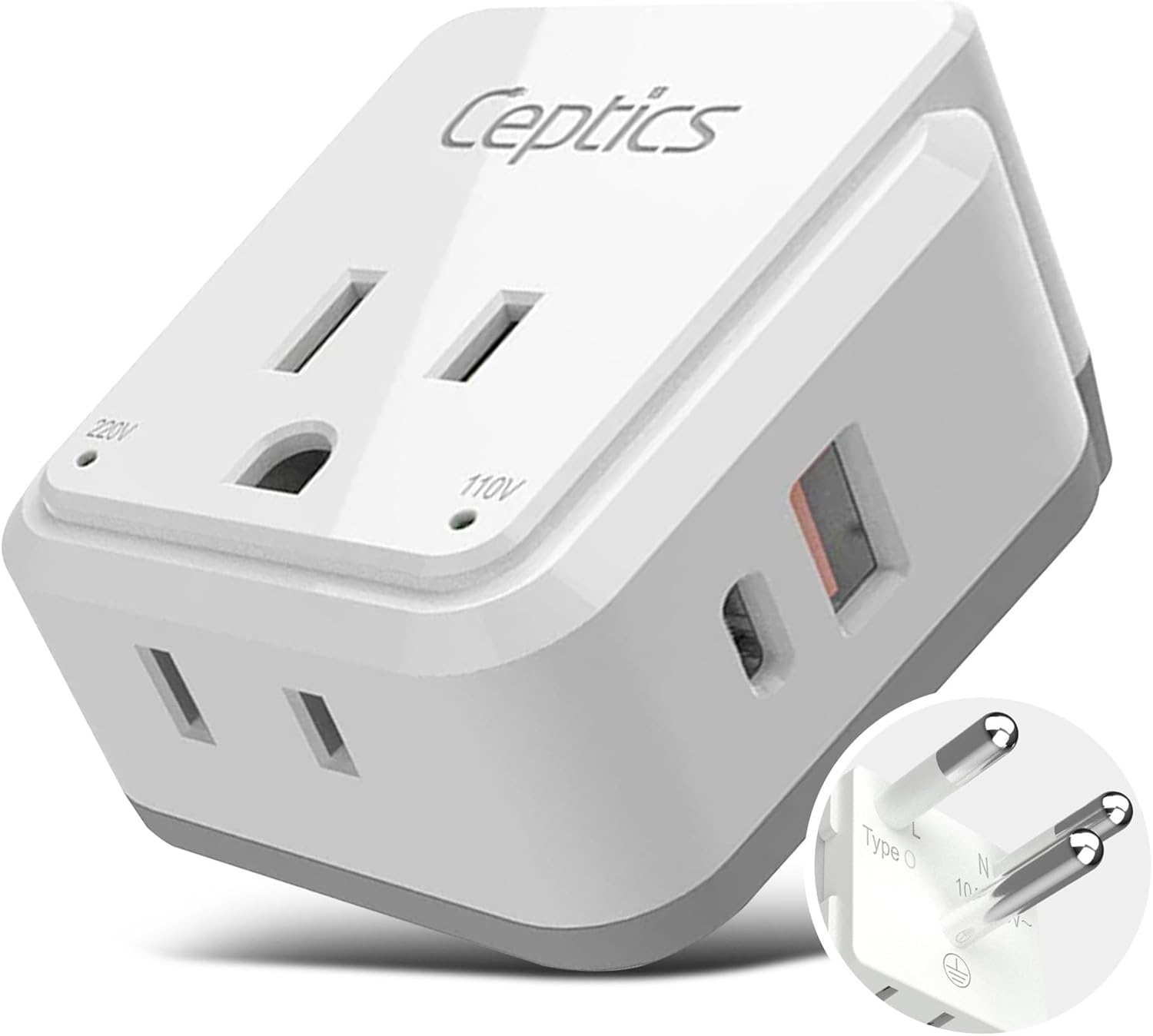 Thailand Travel Plug Adapter Set | Type C, O - 1 USB & 1 USB-C 3.1A + 2 USA Socket (PAK-TH)