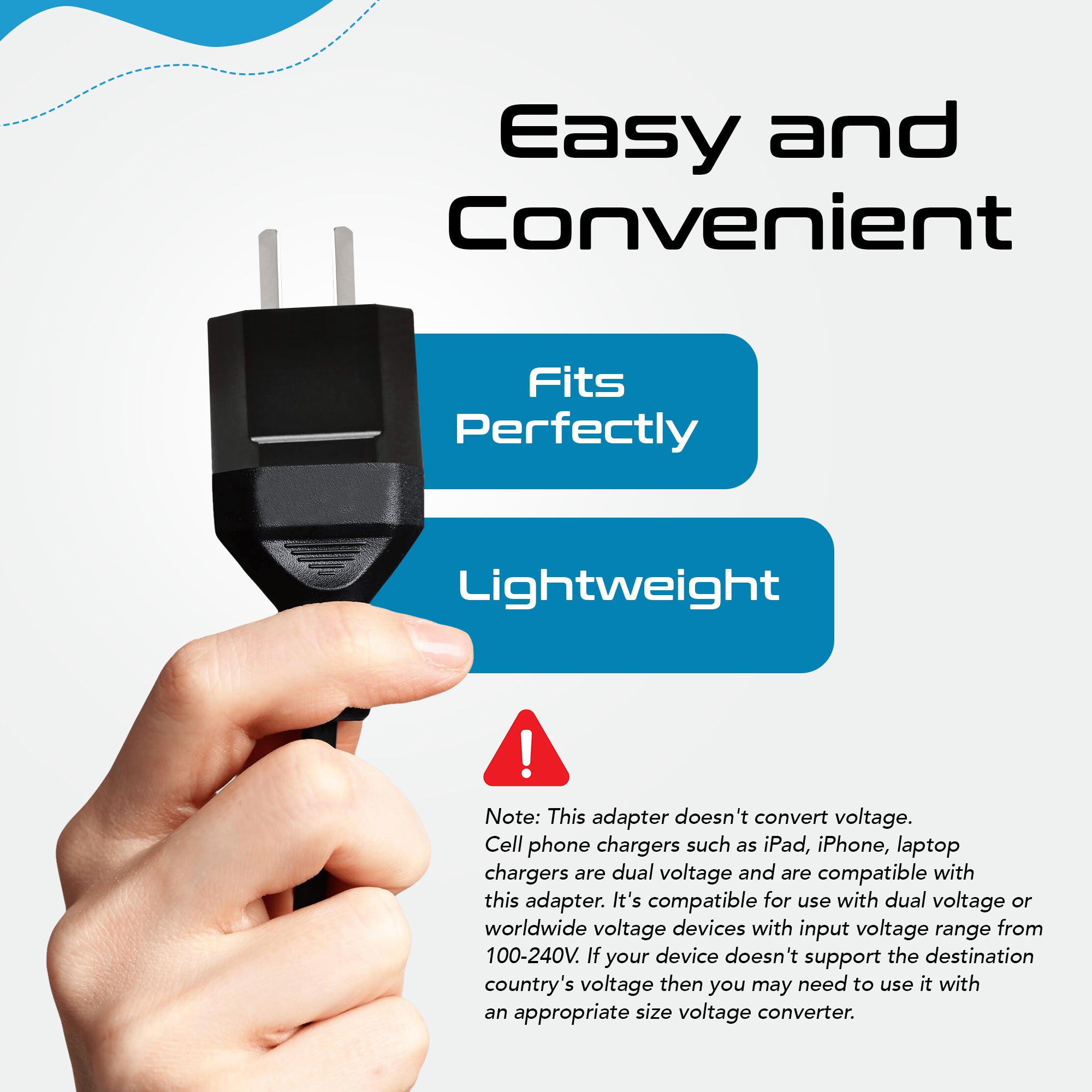 USA to Australia/China Plug Adapter - Non-Grounded (UP-6AU-12AU)
