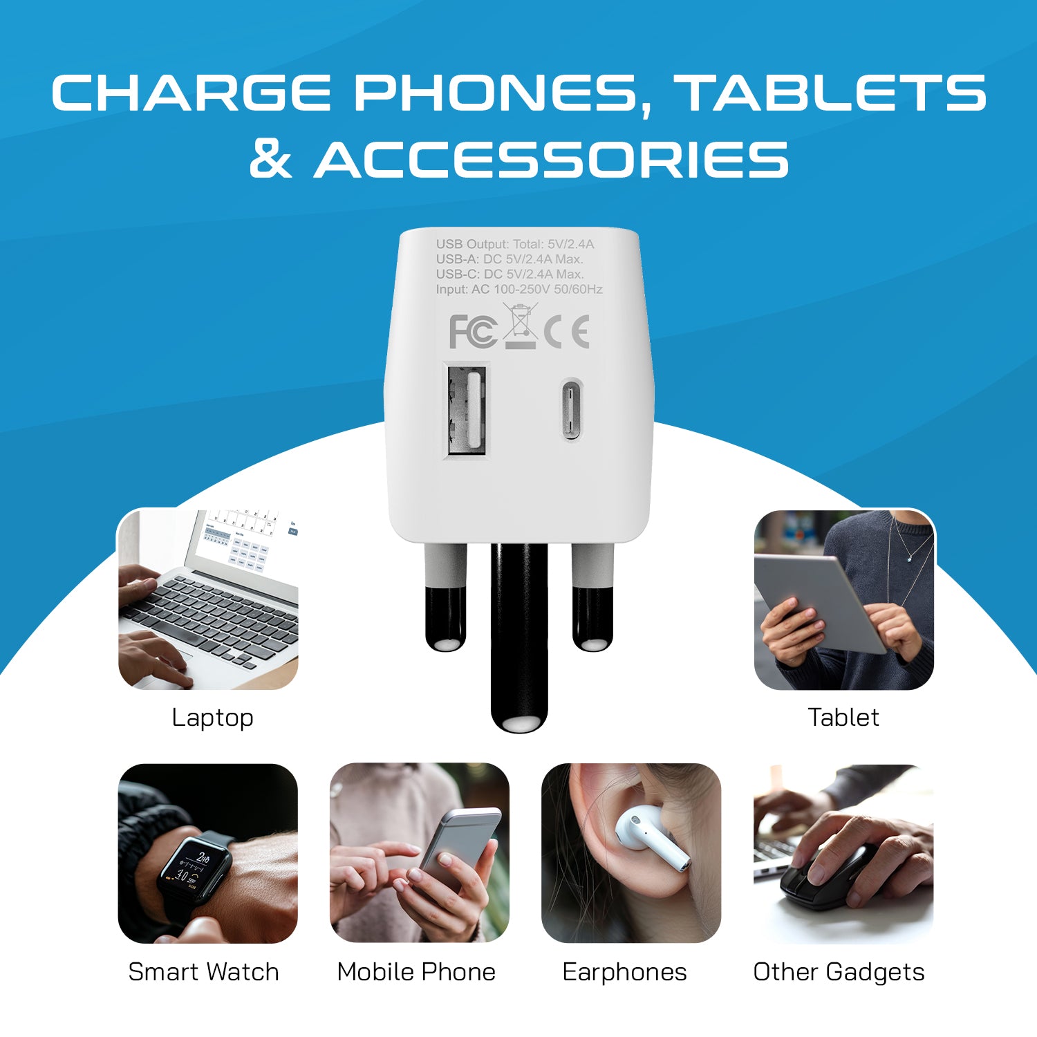 South Africa Adapter Plug Combo Type M, G | Dual USB - African Combo (CTU-7-10L)