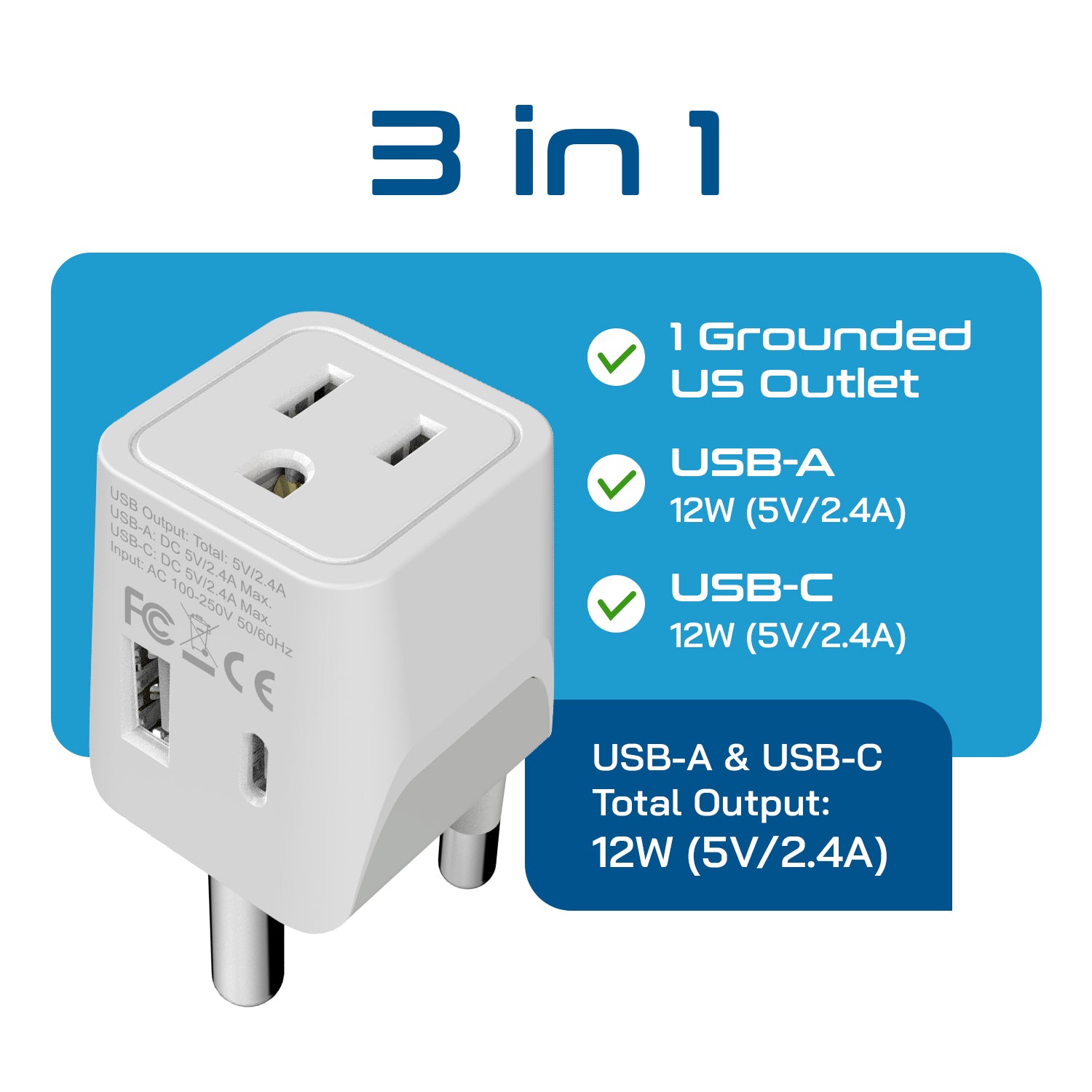 South Africa Adapter Plug Combo Type M, G | Dual USB - African Combo (CTU-7-10L)
