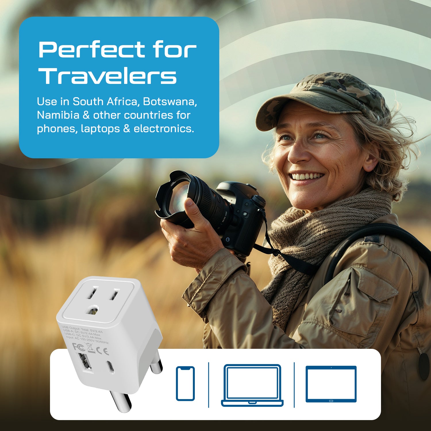 South Africa Adapter Plug Combo Type M, G | Dual USB - African Combo (CTU-7-10L)