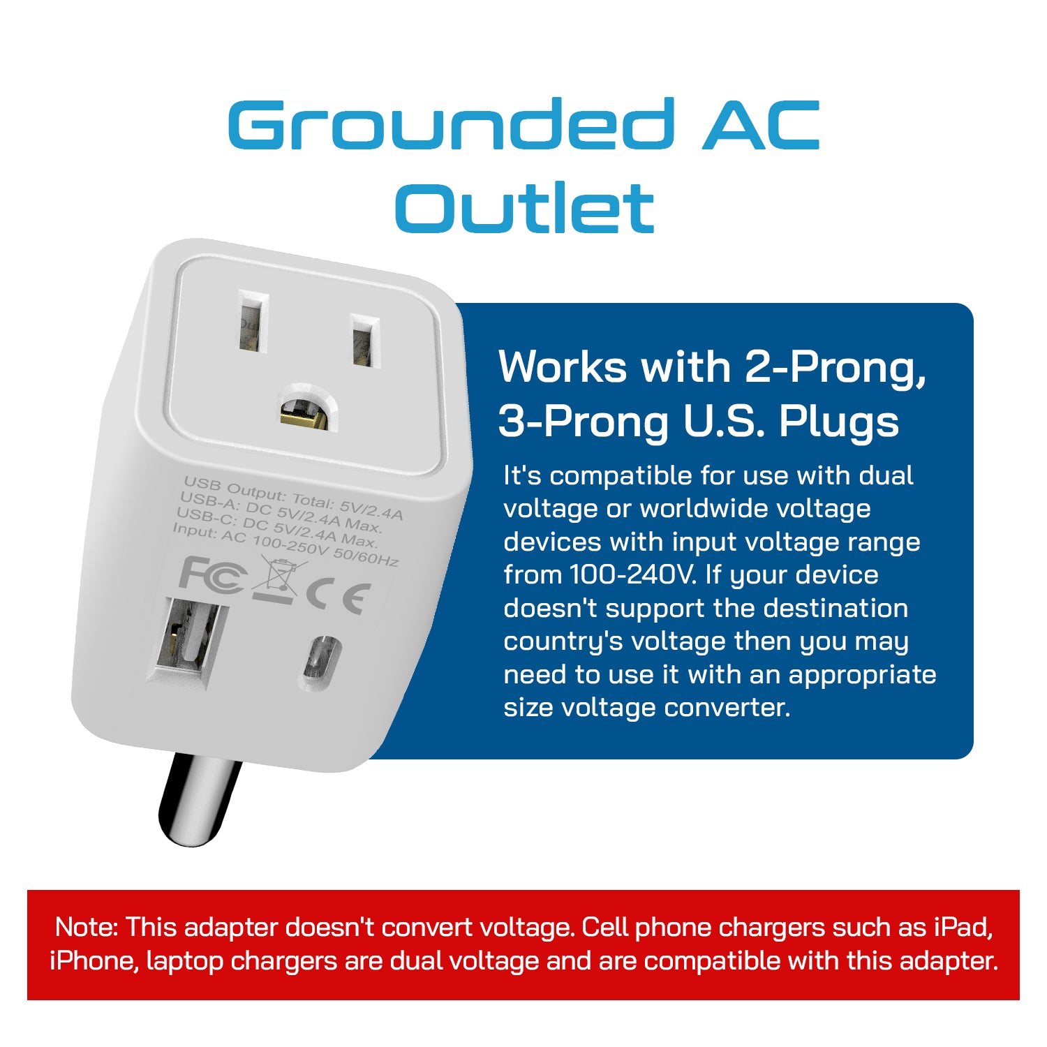 South Africa Adapter Plug Combo Type M, G | Dual USB - African Combo (CTU-7-10L)