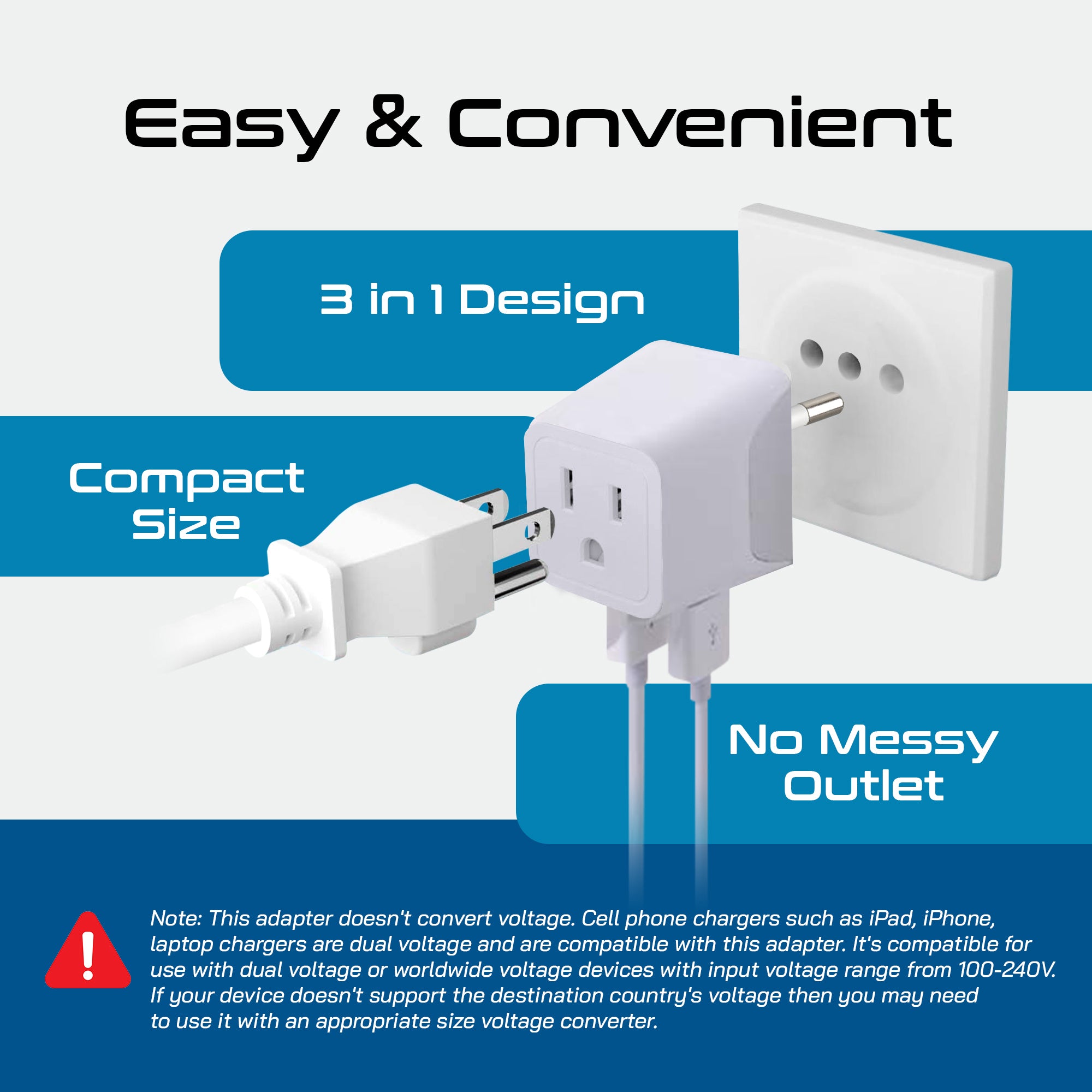 Italy Travel Adapter - Type L - Dual USB (CTU-12A)