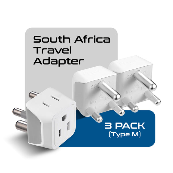 South Africa Travel Adapter - Type M - Ultra Compact (CT-10L, 3 Pack)