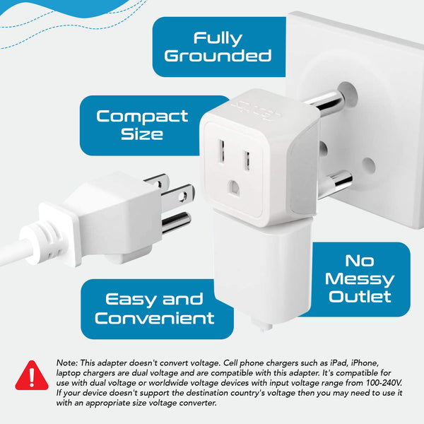 South Africa Travel Adapter - Type M - Ultra Compact (CT-10L, 3 Pack)