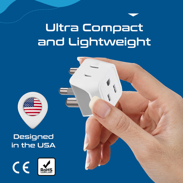 South Africa Travel Adapter - Type M - Ultra Compact (CT-10L, 3 Pack)