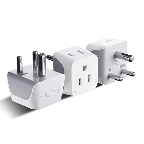 India Travel Adapter - Type D - Ultra Compact (CT-10, 3 Pack)