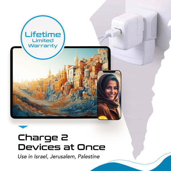 Israel, Palestine Travel Adapter - Type H - Ultra Compact (CT-14, 3 Pack)