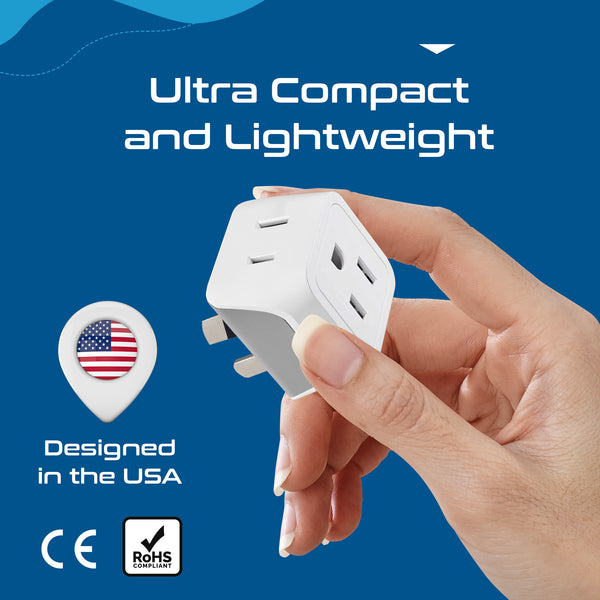 Australia, China Travel Adapter - Type I - Ultra Compact (CT-16, 3 Pack)