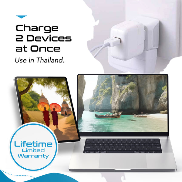 Thailand Travel Adapter - Type O - Ultra Compact (CT-18, 3 Pack)