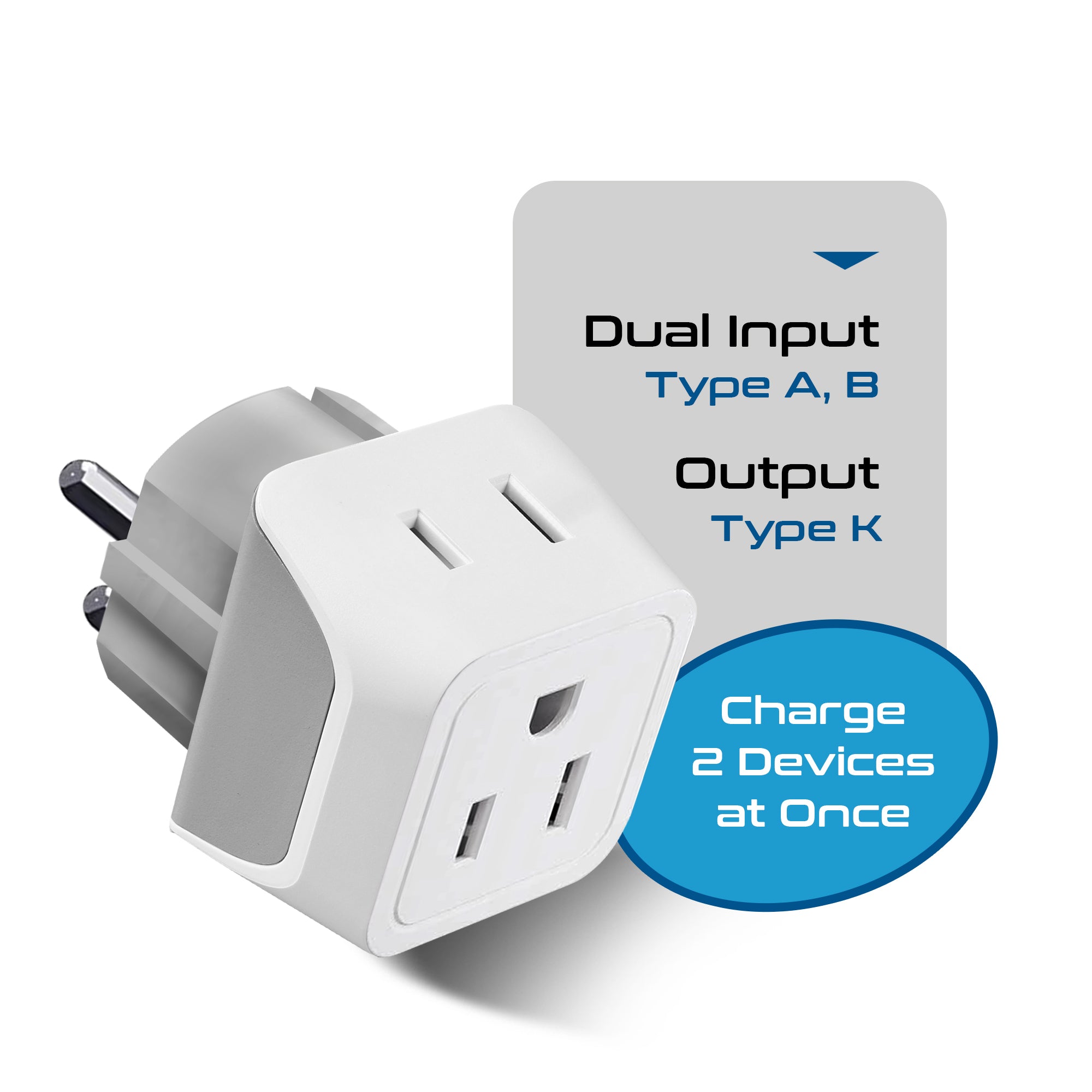 Denmark Travel Adapter - Type K - Ultra Compact (CT-20 ,3 PACK)