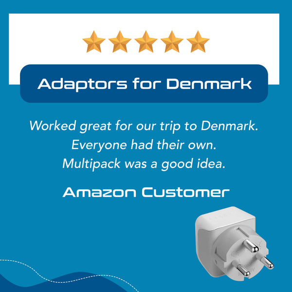 Denmark Travel Adapter - Type K - Ultra Compact (CT-20 ,3 PACK)