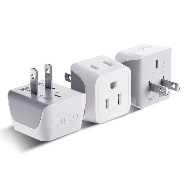 Japan, Philippines Travel Adapter - Type A - Ultra Compact (CT-6, 3 Pack)