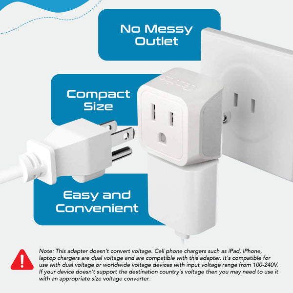 Japan, Philippines Travel Adapter - Type A - Ultra Compact (CT-6, 3 Pack)