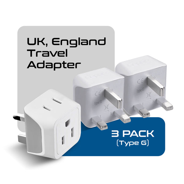 Shop type G plug adapter by Ceptics | 2 in 1 Input US to UK Plug Adapter
