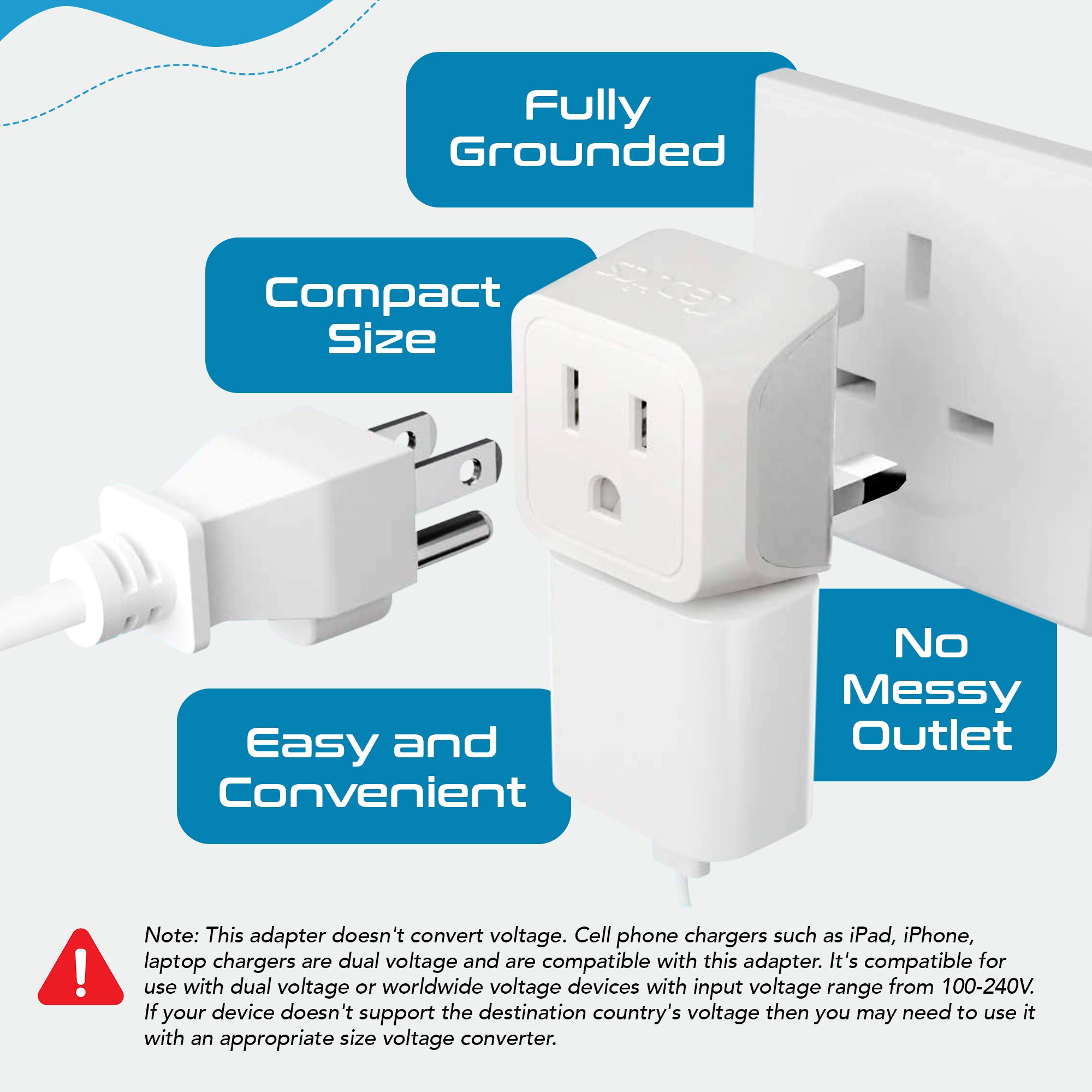 UK, England Travel Adapter - Type G - Ultra Compact (CT-7, 3 Pack)