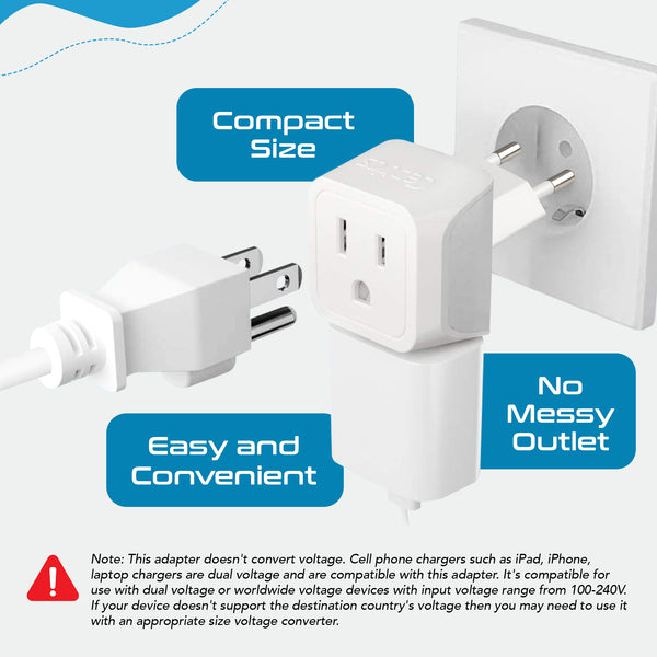 European Travel Adapter - Type C - Ultra Compact (CT-9C, 3 Pack)