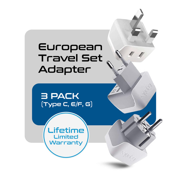 European Travel Adapter Set - Type E/F, G, C - 3pcs (CT-EU-SET)