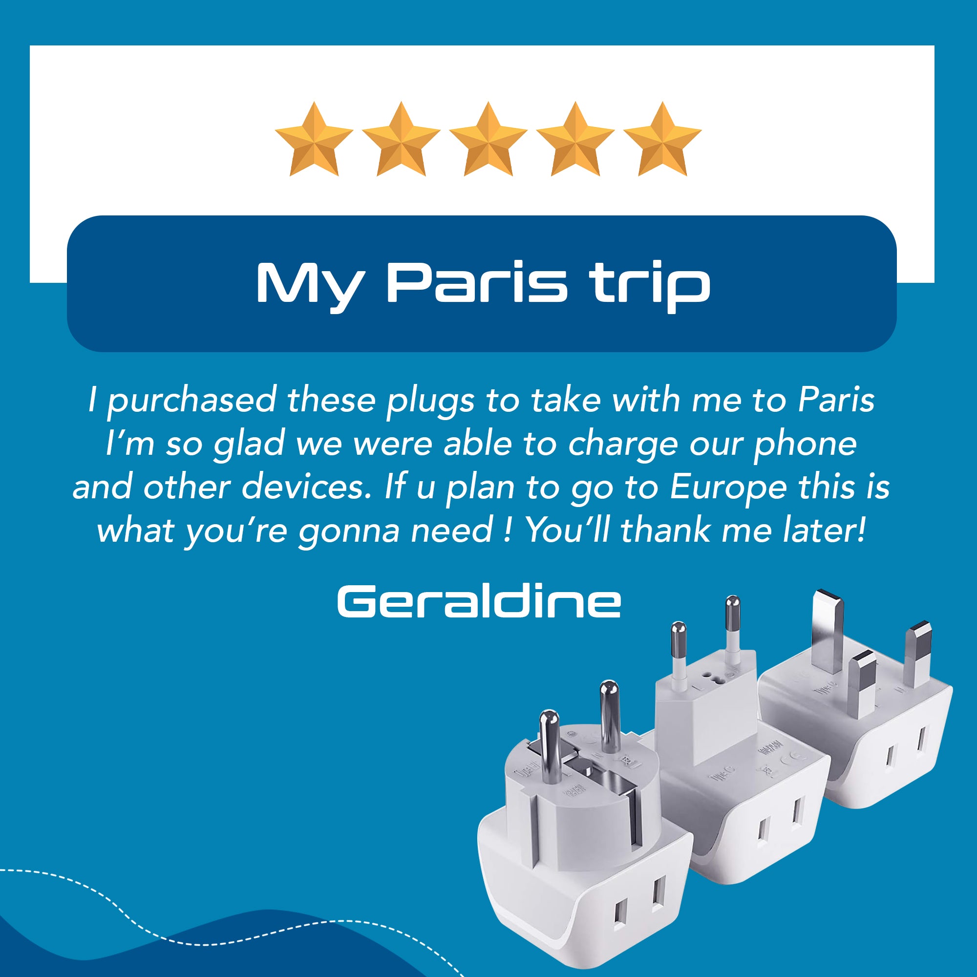 European Travel Adapter Set - Type E/F, G, C - 3pcs (CT-EU-SET)