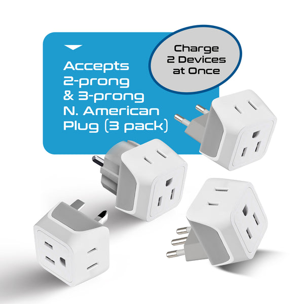 European Travel Adapter Set - Type C, E/F, G, L - 4pcs (CT-EU-4SET)