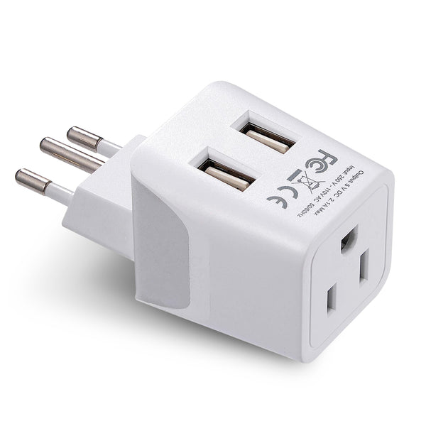 Brazil Travel Adapter - Type N - Dual USB (CTU-11C)