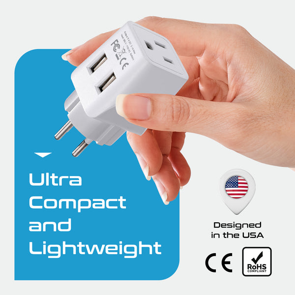 Israel, Palestine Travel Adapter - Type H - Dual USB (CTU-14)