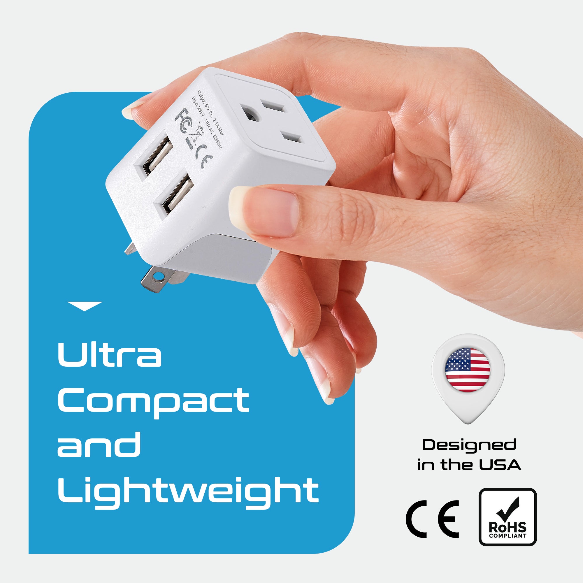 Australia, China Travel Adapter Plug with Dual USB - Type I - 2 Pack (CTU-16)