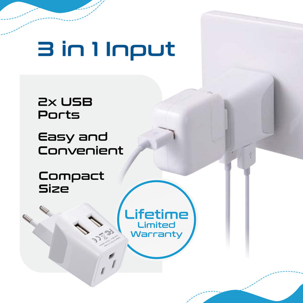 European Travel Adapter - Type C - Dual USB (CTU-9C)