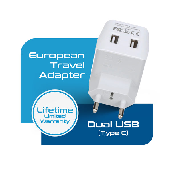 European Travel Adapter - Type C - Dual USB (CTU-9C)