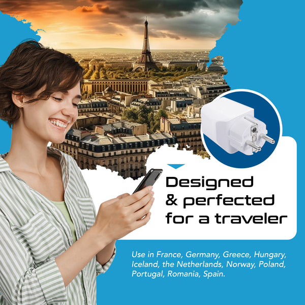 Europe (Schuko) Travel Adapter - Type E/F - Dual USB (CTU-9)