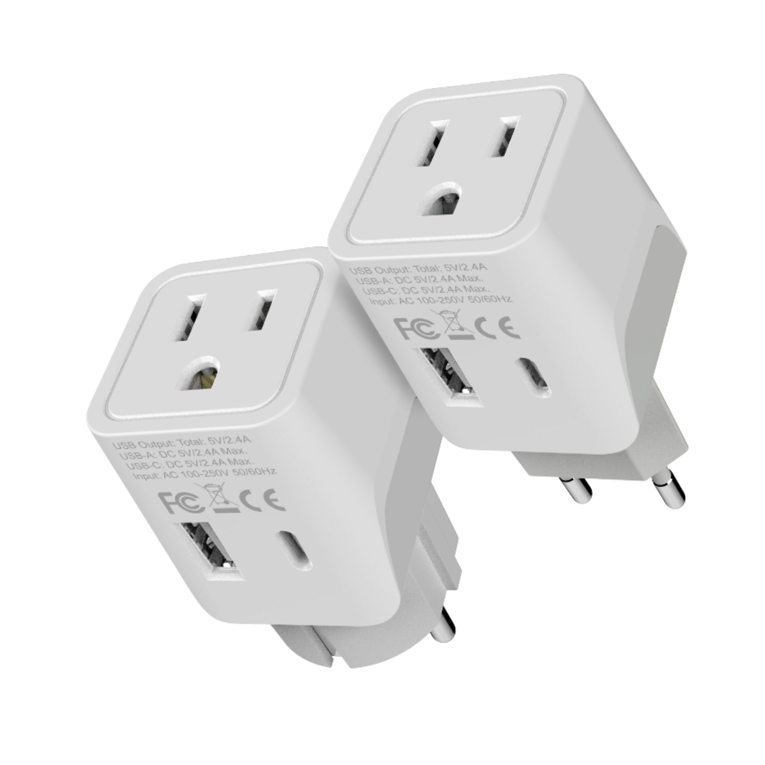 Europe Travel Adapter Plug Combo - Type C, E/F | Dual USB – European Combo (CTU-9-9C)