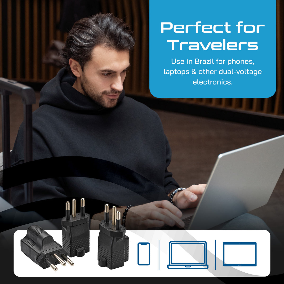 Brazil Travel Adapter - Type N - Industrial Grade (IG-11C)